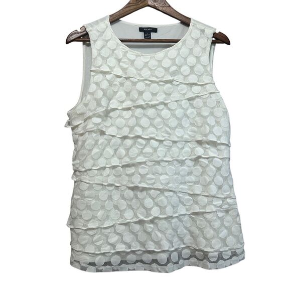 Alfani Lace Sleeveless lace‎ front  Top size Large Nylon ruffles - Picture 1 of 7
